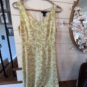 Cream and lime green floral Ann Taylor dress
